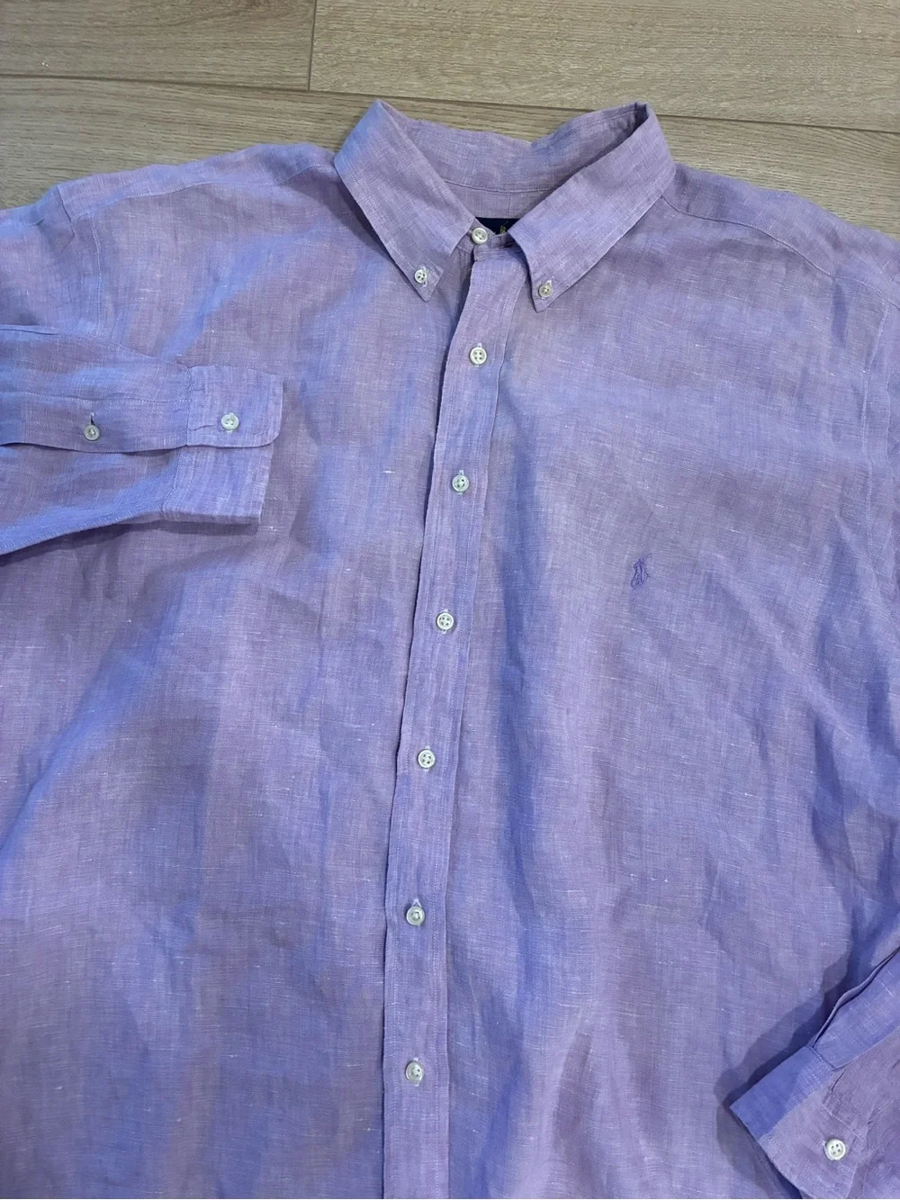 Polo Ralph Lauren Men’s Purple Linen Button Down Long Sleeve Shirt Size 2XLT